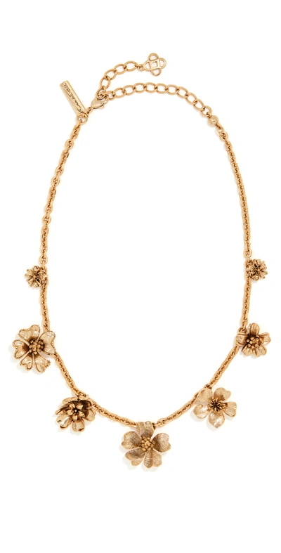 Shop Oscar De La Renta Flower Necklace In Gold