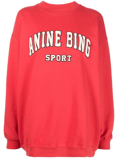 Shop Anine Bing Tyler Logo Sweatshirt In Red