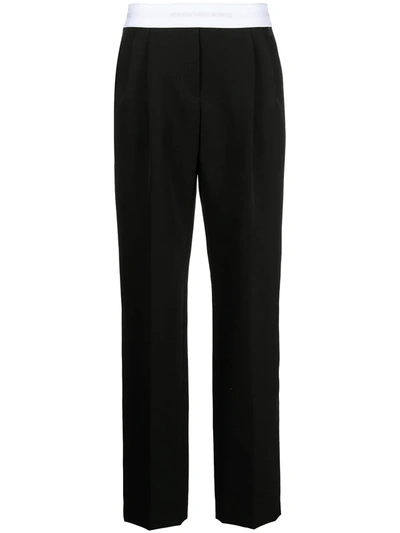 Shop Alexander Wang Logo-waist Tailored Trousers In Black