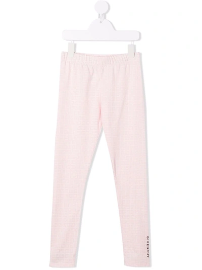 Givenchy Pink Kids Leggings With Logo And 4g All-over Motif In Pink