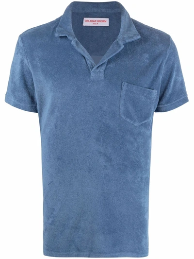 Shop Orlebar Brown Terry-cloth Polo Shirt In Blue