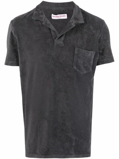 Shop Orlebar Brown Terry-cloth Polo Shirt In Grey