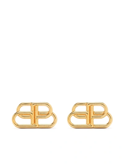 Shop Balenciaga Bb Stud Earrings In Gold
