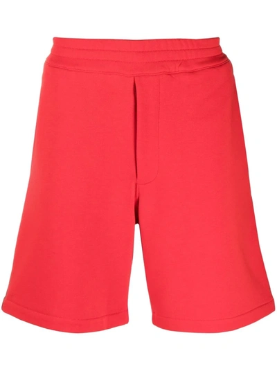 Shop Alexander Mcqueen Side Logo Stripe Shorts In Red
