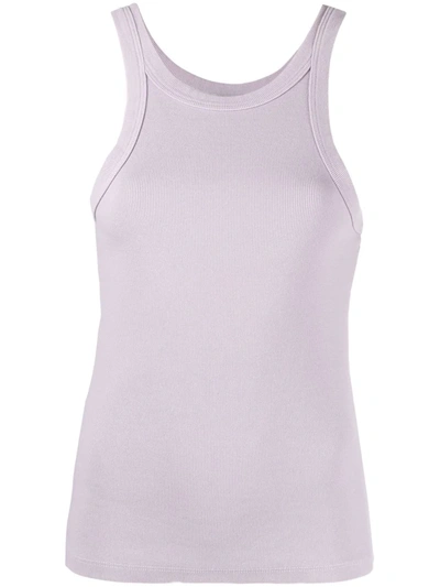 Shop Mother The Chin Halterneck Tank Top In Purple