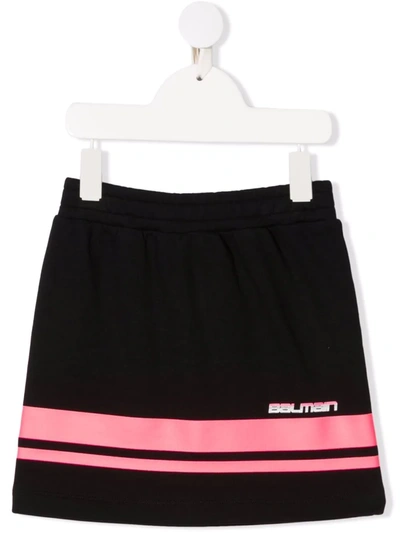 Shop Balmain Logo-print Skirt In Black