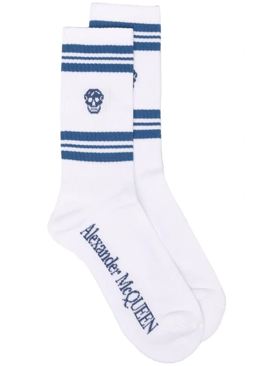 Shop Alexander Mcqueen Skull-print Ankle Socks In White