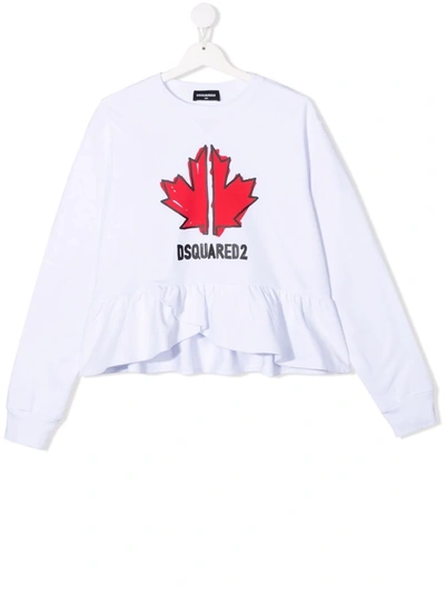 Shop Dsquared2 Ruffled-hem Sweatshirt In White