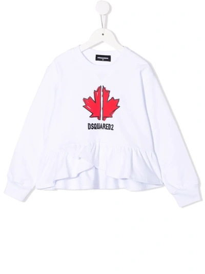 Shop Dsquared2 Ruffled-hem Sweatshirt In White