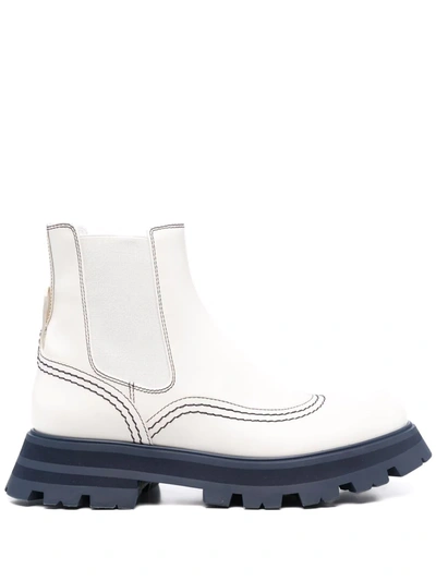 Shop Alexander Mcqueen Wander Chelsea Boots In White