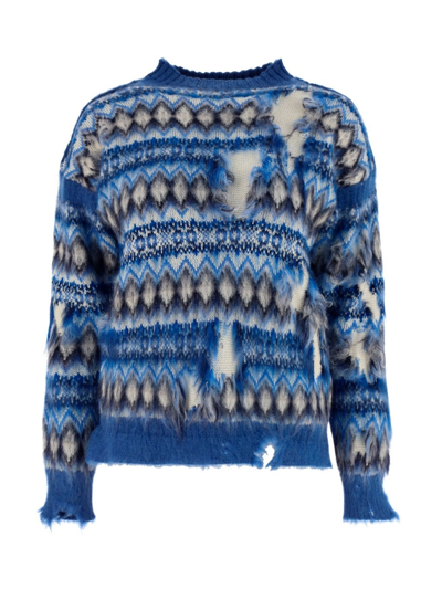 Shop Maison Margiela Distressed Crewneck Knitted Jumper In Multi