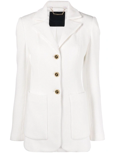 Shop Philipp Plein Single-breasted Cotton Blazer In Weiss