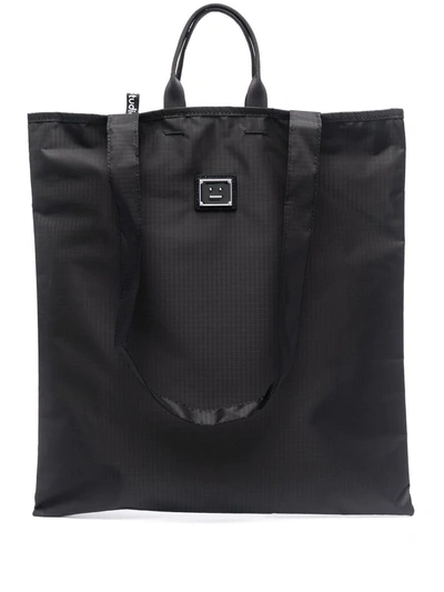 Shop Acne Studios Face-plaque Tote Bag In Black