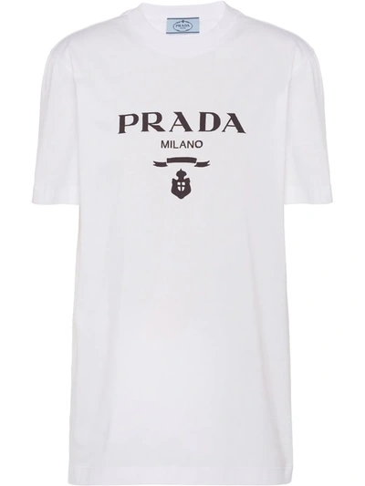 Shop Prada Logo-print T-shirt In Weiss