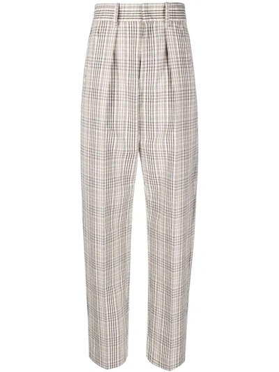 Shop Isabel Marant Étoile Checked Cotton Trousers In Nude