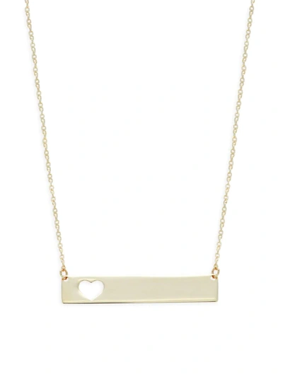 Shop Saks Fifth Avenue Women's 14k Yellow Gold Heart Bar Pendant Necklace
