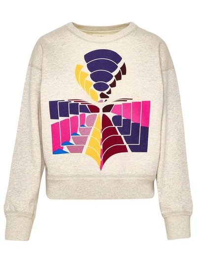 Shop Isabel Marant Étoile Graphic Printed Crewneck Sweatshirt In Beige