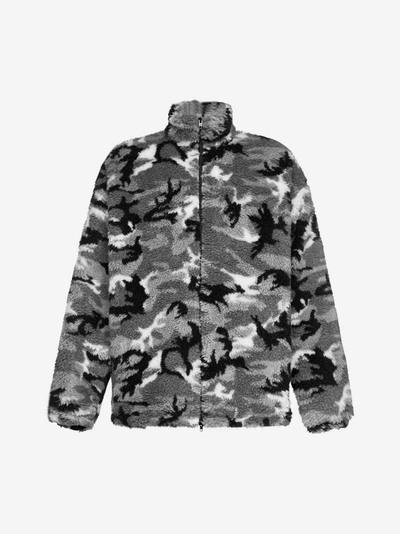 Balenciaga Camouflage Teddy Oversized Jacket In Grey | ModeSens