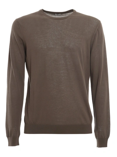 Shop Malo Crewneck Knitted Jumper In Brown