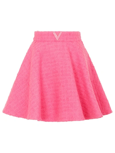 Shop Valentino Wool Blend A-line Mini Skirt In Pink