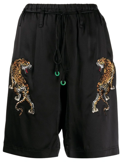 Shop Alexander Wang Pj Short With Tiger Embroidery Black