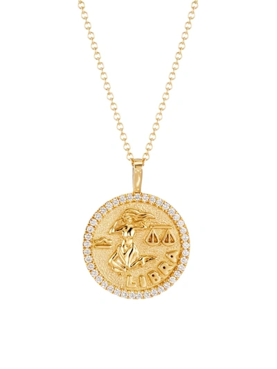 Shop Anita Ko Women's Libra Zodiac 18k Gold & Diamond Pendant Necklace