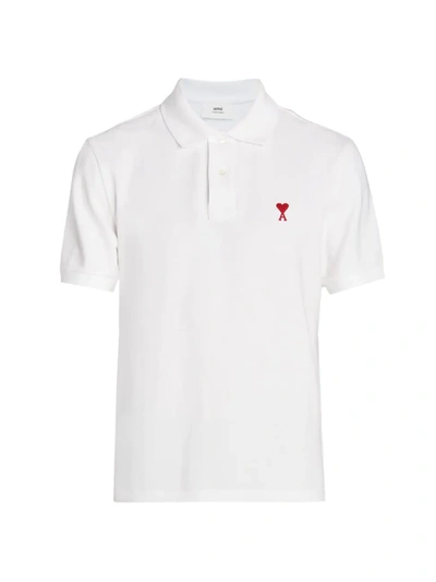 Shop Ami Alexandre Mattiussi Men's Ami De Coeur Polo Shirt In Blanc