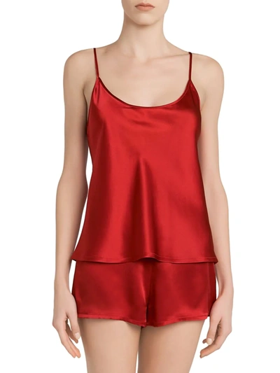 Shop La Perla Women's 2-piece Silk Camisole & Shorts Pajama Set In Red Tango