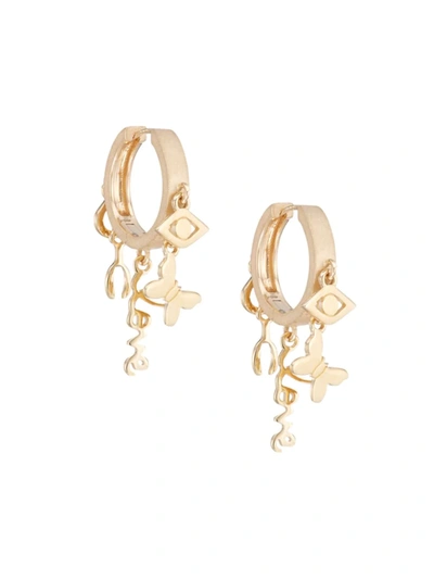 Shop Sydney Evan Women's 14k Yellow Gold Huggie Hoop Charm Earrings