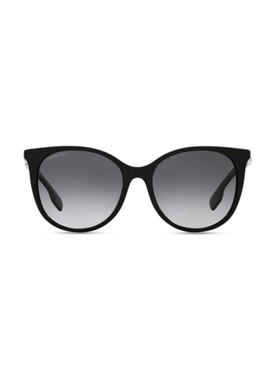 Shop Burberry Women's Icon Stripe 55mm Wayfarer Sunglasses In Black