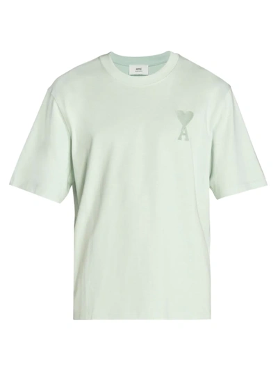 Shop Ami Alexandre Mattiussi Men's Ami De Coeur Crewneck T-shirt In Green