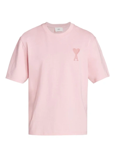 Shop Ami Alexandre Mattiussi Men's Ami De Coeur Crewneck T-shirt In Pink