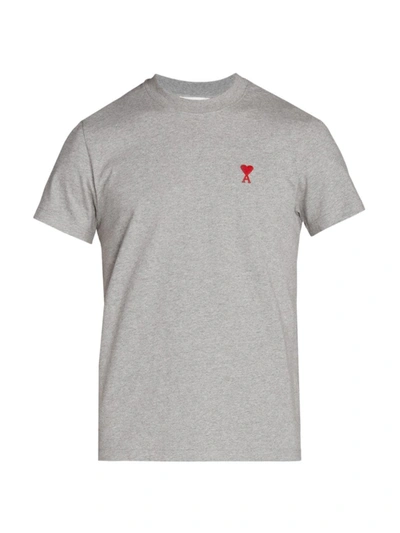 Shop Ami Alexandre Mattiussi Men's Ami De Coeur Crewneck T-shirt In Grey