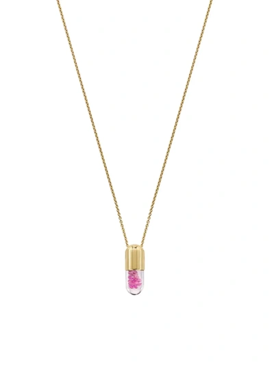 Shop Robinson Pelham Women's Mini Elixir Of Love 14k Gold & Pink Sapphire Pendant Necklace In Yellow Gold