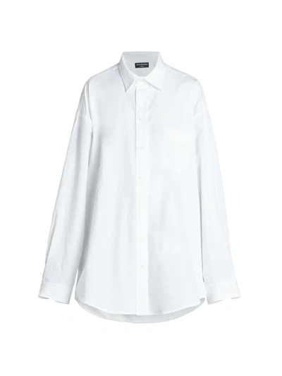 Shop Balenciaga Oversized Back Slit Shirt In White