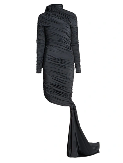 Shop Balenciaga Women's Draped Twisted Knots Mini-dress In Black