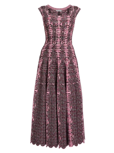 Shop Alaïa Fit-&-flare Maxi Dress In Noir Rose