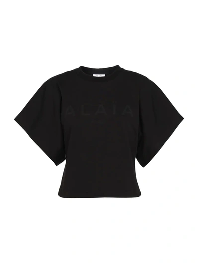 Shop Alaïa Women's Jersey Logo T-shirt In Noir Noir