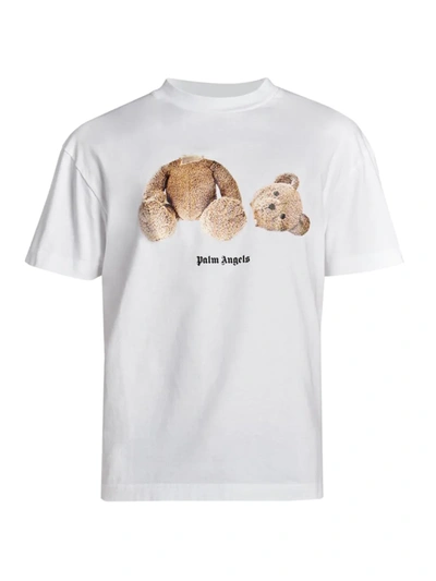 Shop Palm Angels Men's Classic Bear Graphic T-shirt In White Brown