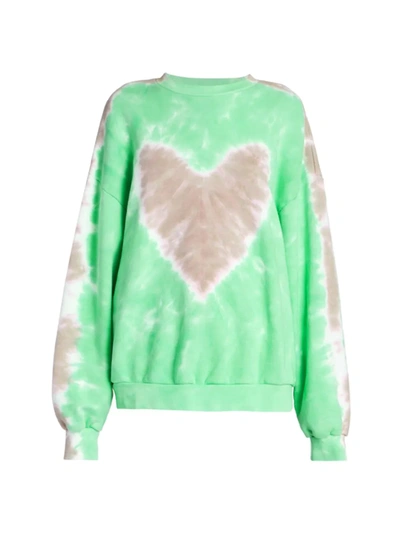 Shop Acne Studios Fyre Tie-dye Heart Sweatsirt In Green Brown