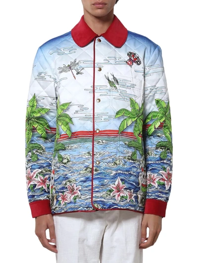 Shop Casablanca Graphic-print Quilted Hunting Jacket In Table Tennis Club Sunrise