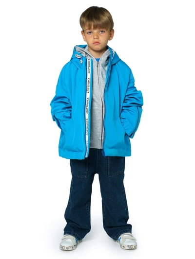 Shop Khrisjoy Little Kid's & Kid's Hooded Logo Windbreaker In Smurf Blue