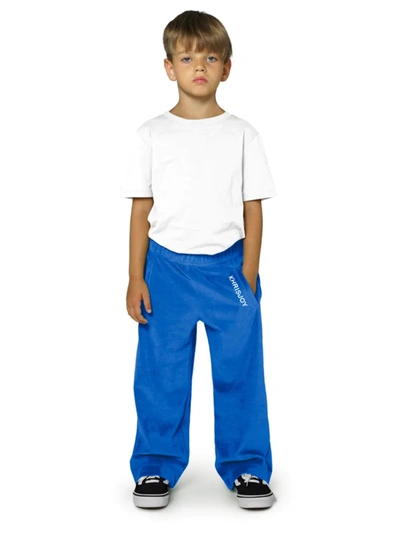 Shop Khrisjoy Little Boy's & Boy's Velour Logo Tracksuit Pants In Royal