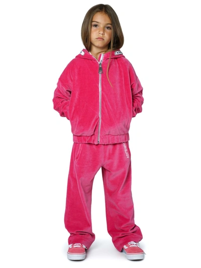 Shop Khrisjoy Little Girl's & Girl's Velour Logo Tracksuit Jacket In Vibrant Pink