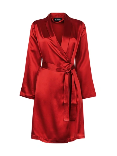 Shop La Perla Women's Silk Short Robe In Red Tango