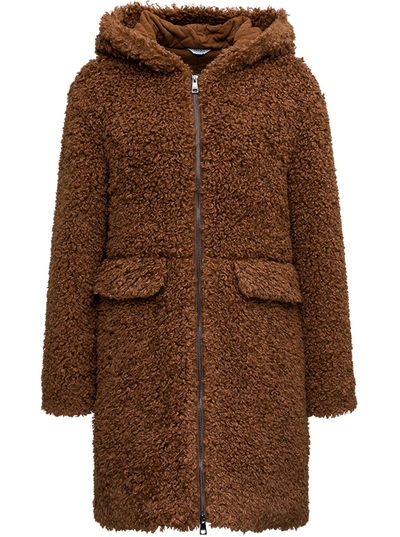 Shop Liu •jo Brown Teddy Coat With Pockets