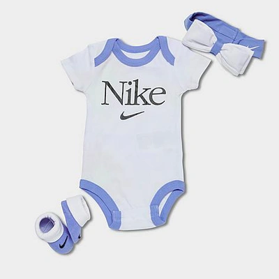 Shop Nike Girls' Infant Aura Bodysuit, Headband And Booties Set (3-piece) In Copa