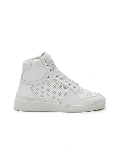 Shop Saint Laurent Sl24' Calfskin Leather High Top Sneakers In White