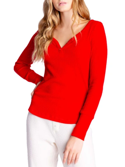 Shop Pj Salvage Textured Essentials Ribbed Knit Lounge Top In Red
