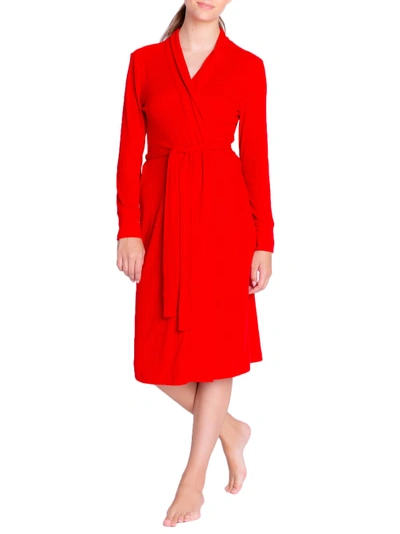 Shop Pj Salvage Textured Essentials Ribbed Knit Robe In Red